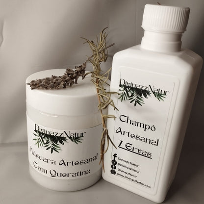 Kit Champô Natural 7 Ervas  e Máscara Artezanal